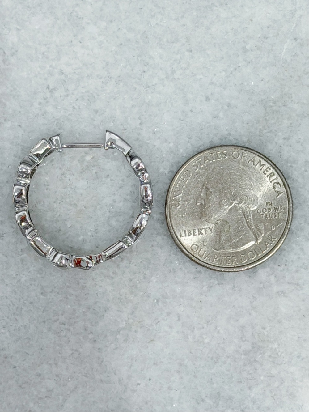 Sterling Silver Pebbled Hoop Earrings - Picture 10 of 10